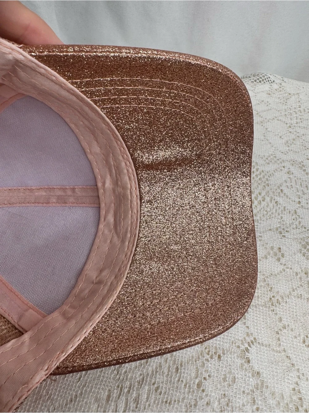 C.C Kids Rose Gold Glitter Ponytail Trucker Hat Adjustable Baseball Cap